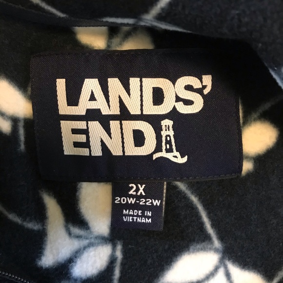 Lands' End zip pullover floral fleece sweatshirt - Picture 4 of 6